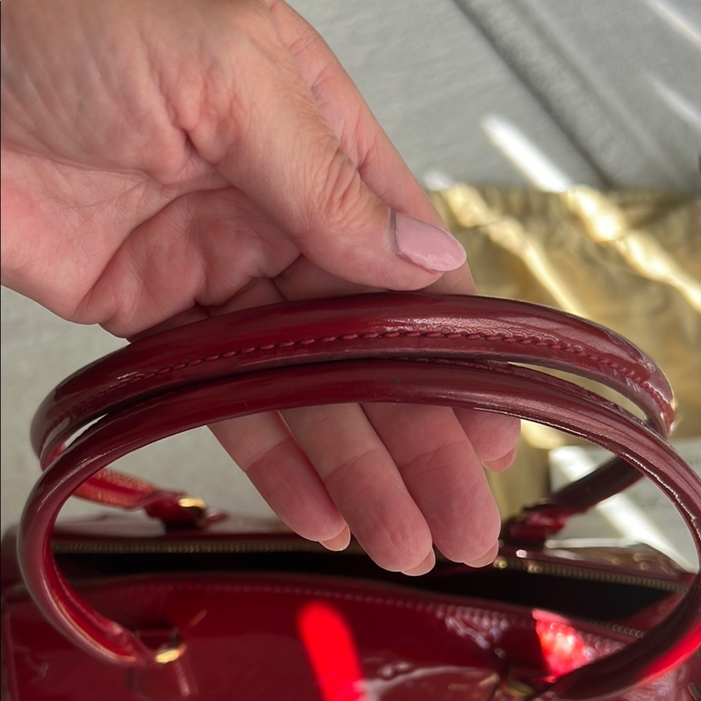 Louis Vuitton  Sherwood   Red Satchel with Monogram Embossing and Gold Hardware - Picture 10 of 14